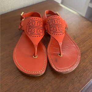 Tory Burch Orange Leather Sandals